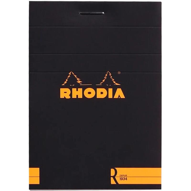 Bloc agrafé Rhodia le R N°11 7,2x10,5 cm 70 feuillets ligné 90g - Noir
