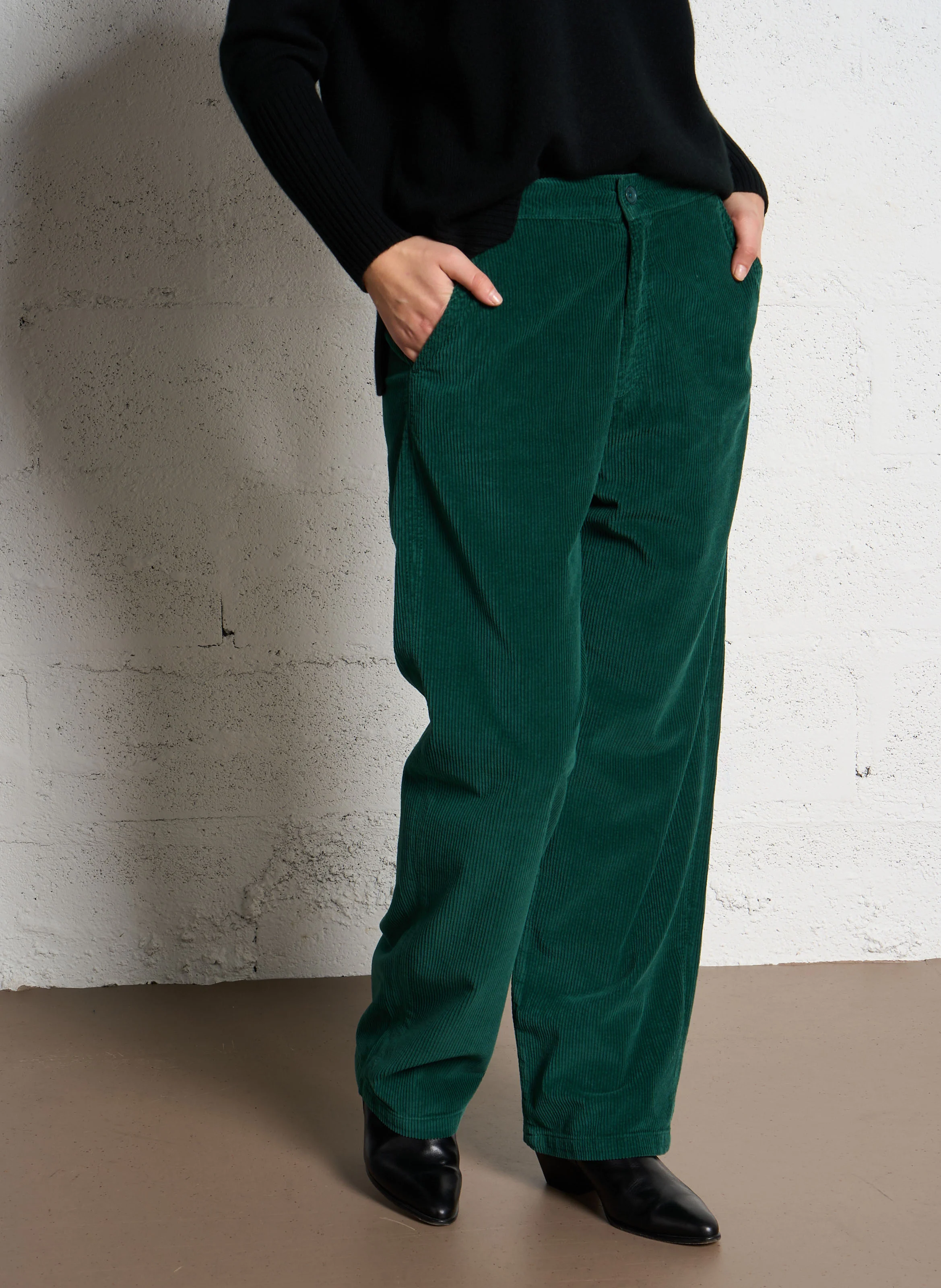 BALTIMORE - Pantalon droit en coton mélangé | Vert