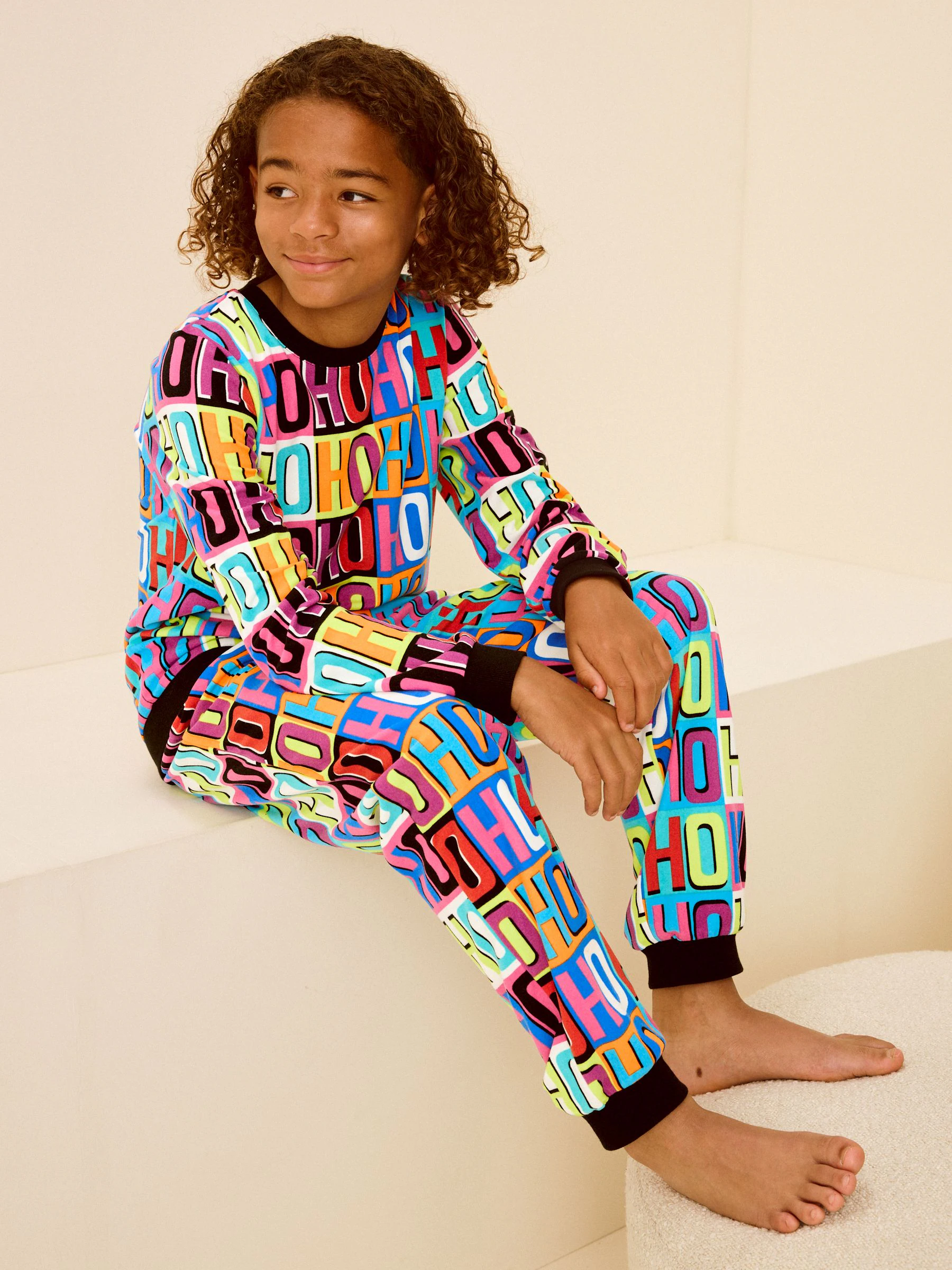 Meerkleurig - Zachte kerstpyjama van fleece met elastaan (9mnd -16jr)