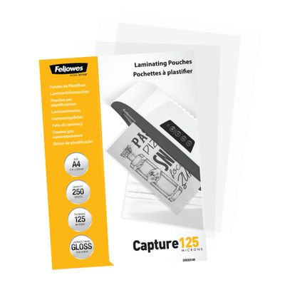Fellowes - 250 pochettes de plastification A4 (216 x 303 mm) - 125 microns - brillantes