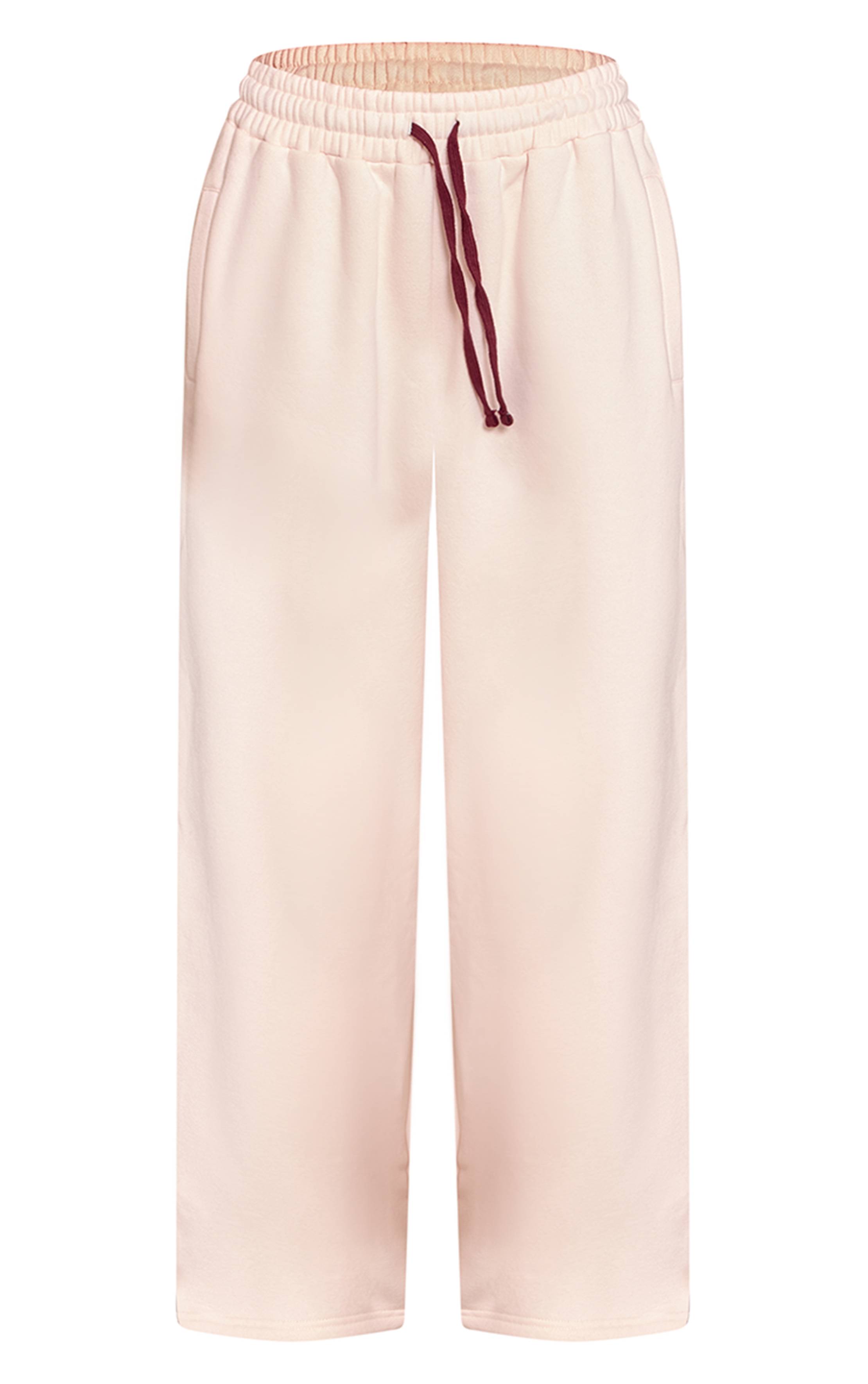 Rose Joggers À Jambe Droite Avec Cordon De Serrage Et Coutures Contrastées