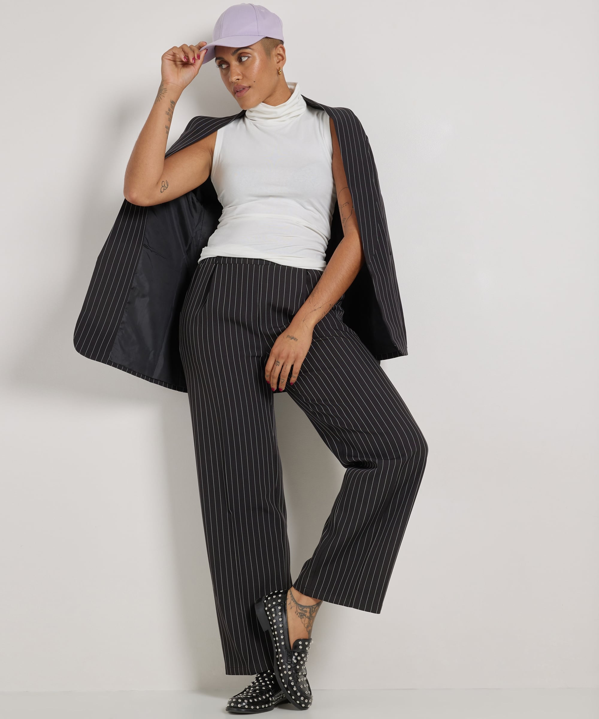 wide fit broek gestreept