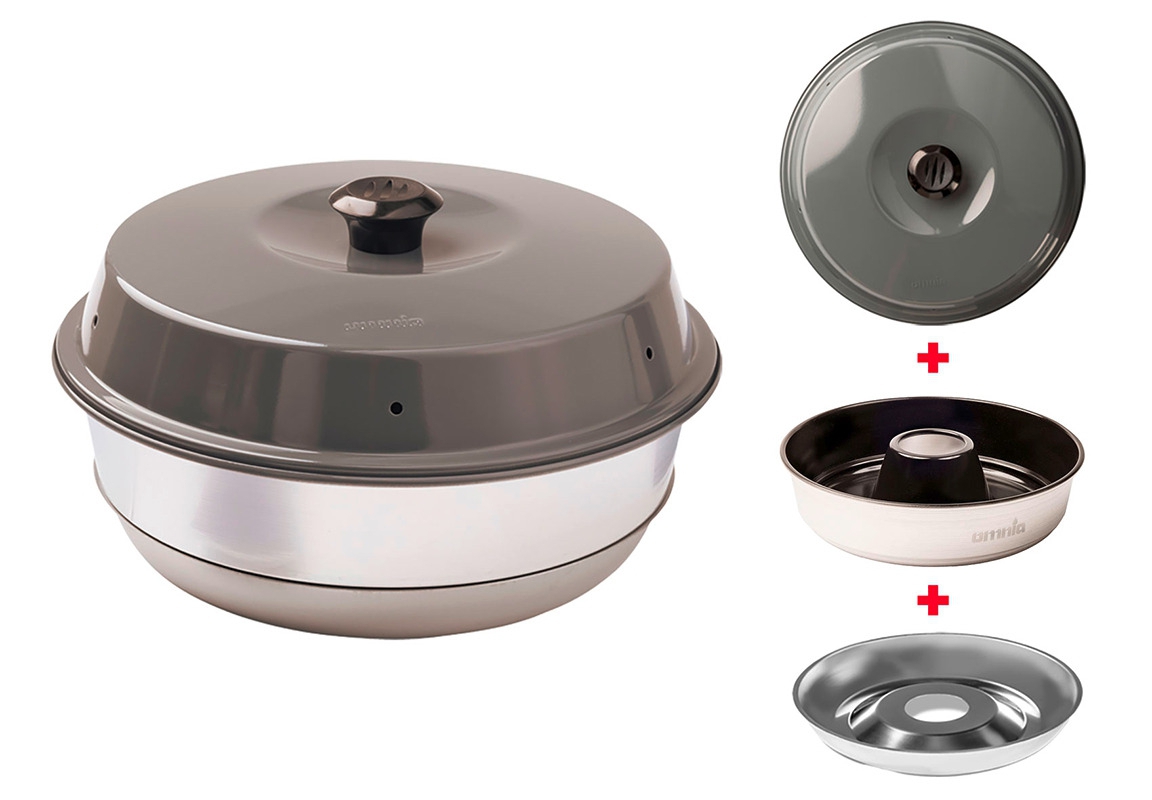 Omnia Campingbackofen Set 3-teilig mit Classicform Antihaftbeschichtung 2 Liter Anthrazit