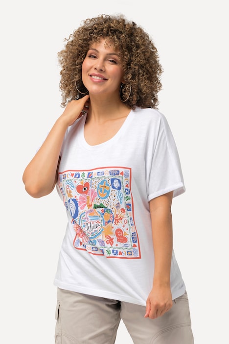 T-Shirt, Herz, Oversized, Rundhals, Halbarm