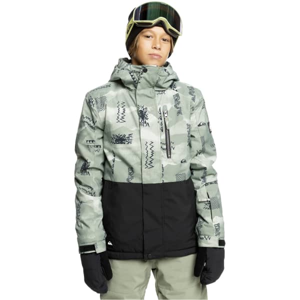 Veste de ski QUIKSILVER MISSION PRINTED BLOCK YTH JK SHADOW CHECKS DESERT SAGE