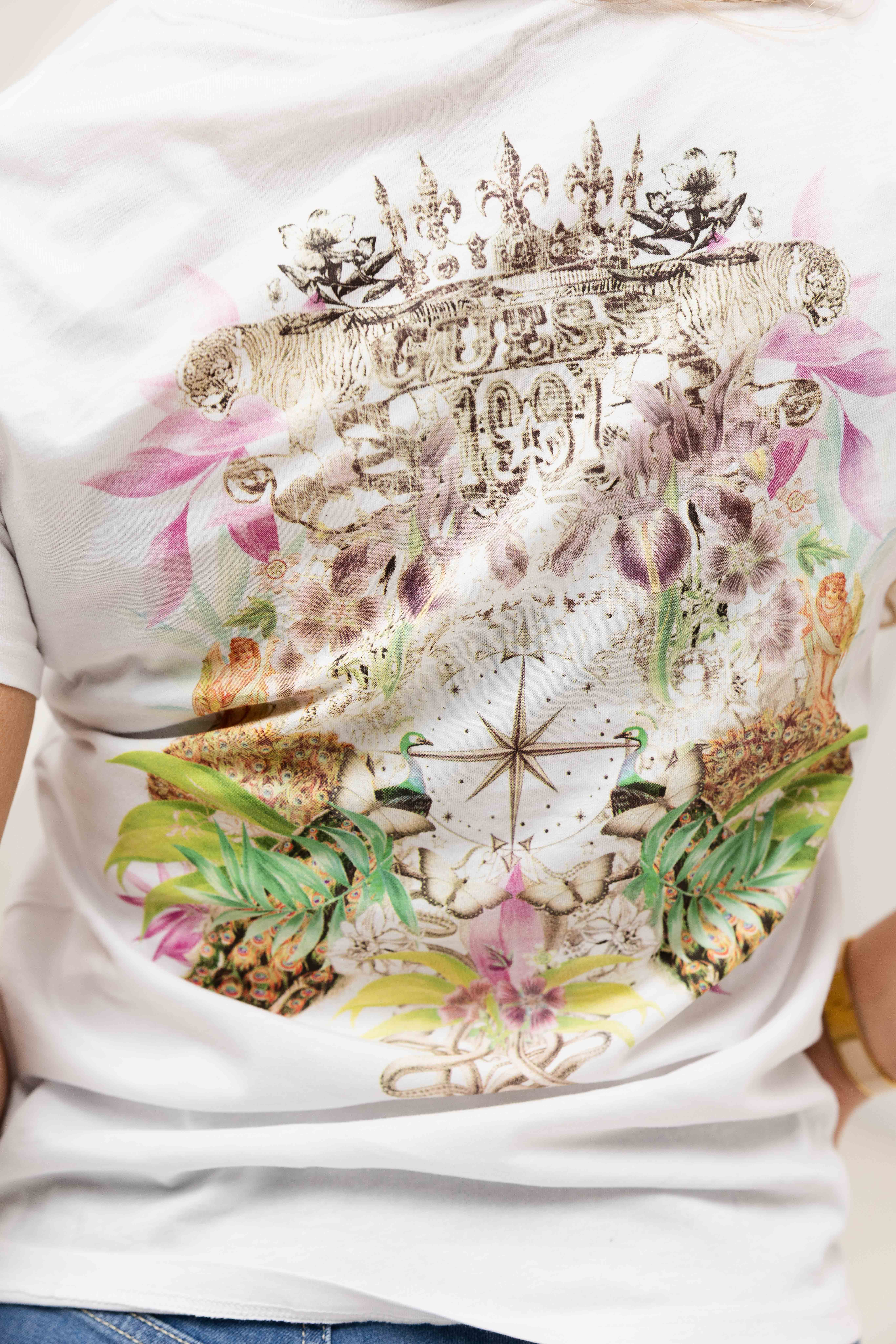 Guess Naturescape Easy T-Shirt Dames Wit