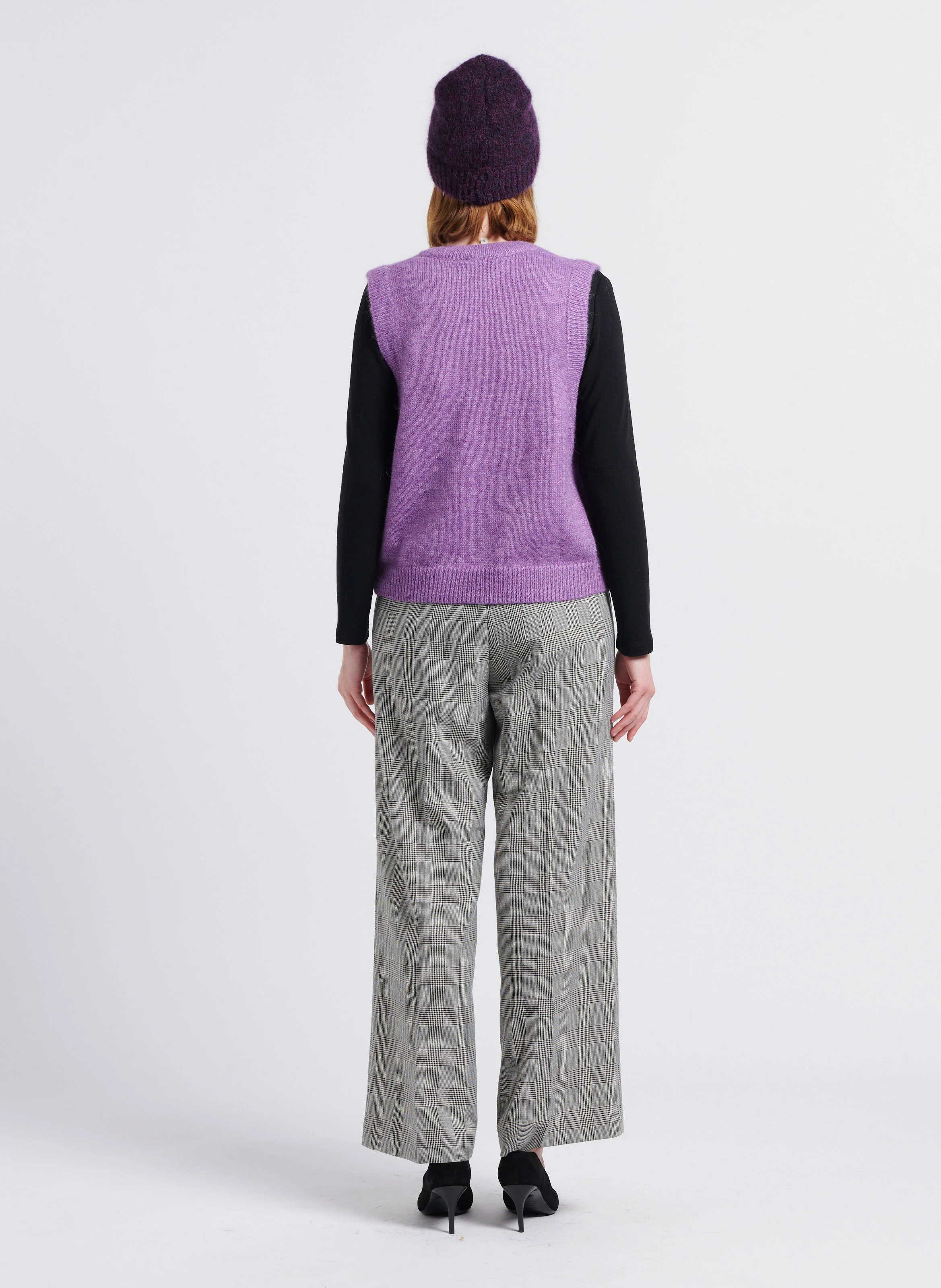 LAND - Pull col V sans manches| Violet
