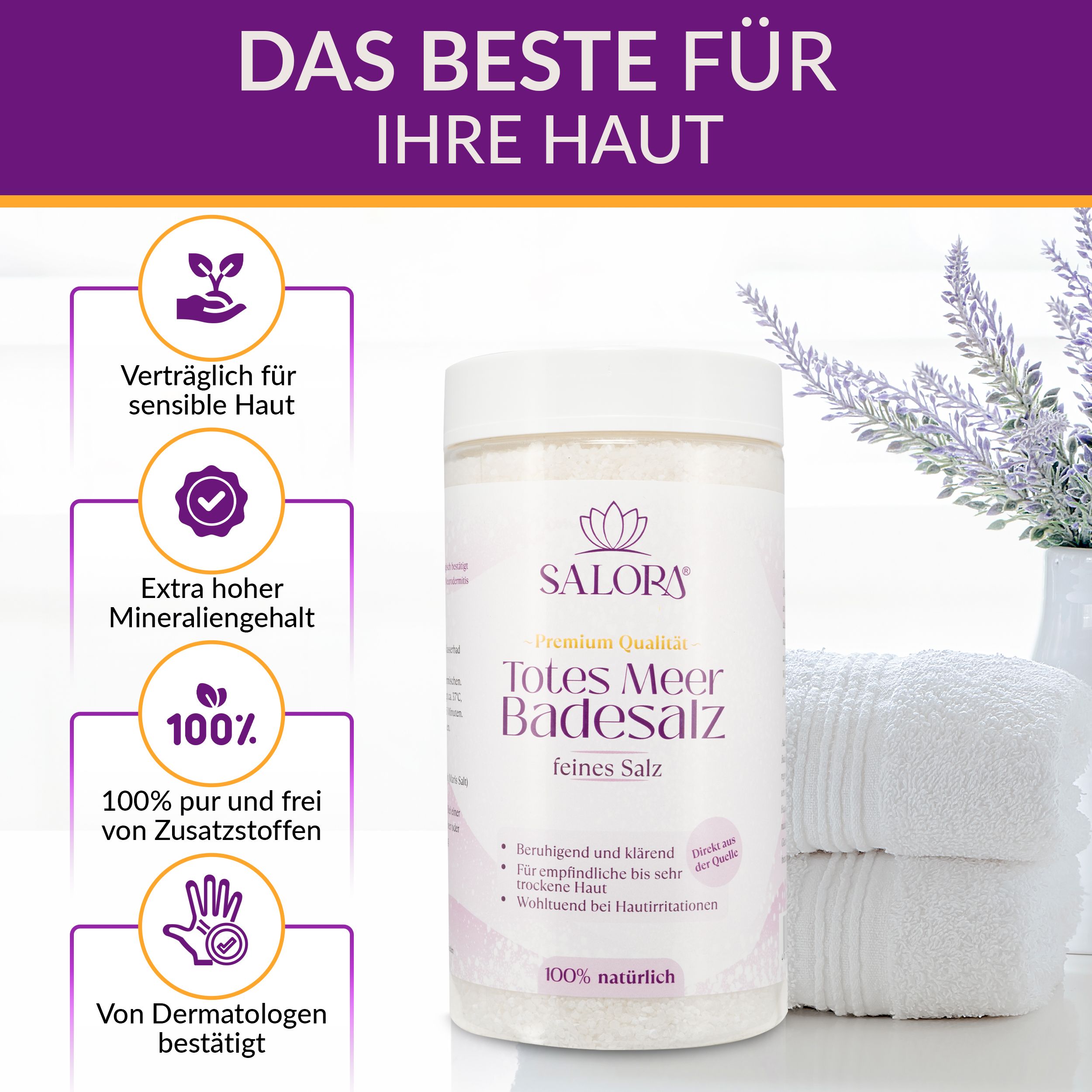 Salora ® Premium reines Totes Meer Badesalz