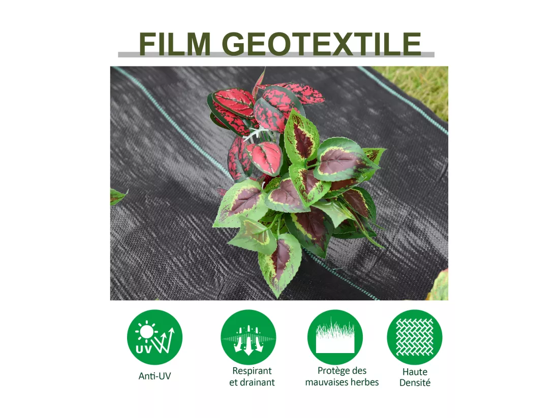 Toiles de paillage - Toile anti mauvaises herbes - toile de paillage anti mauvaises herbes 100 g/m² - indéchirable perméable à l'eau anti UV - PP noir vert