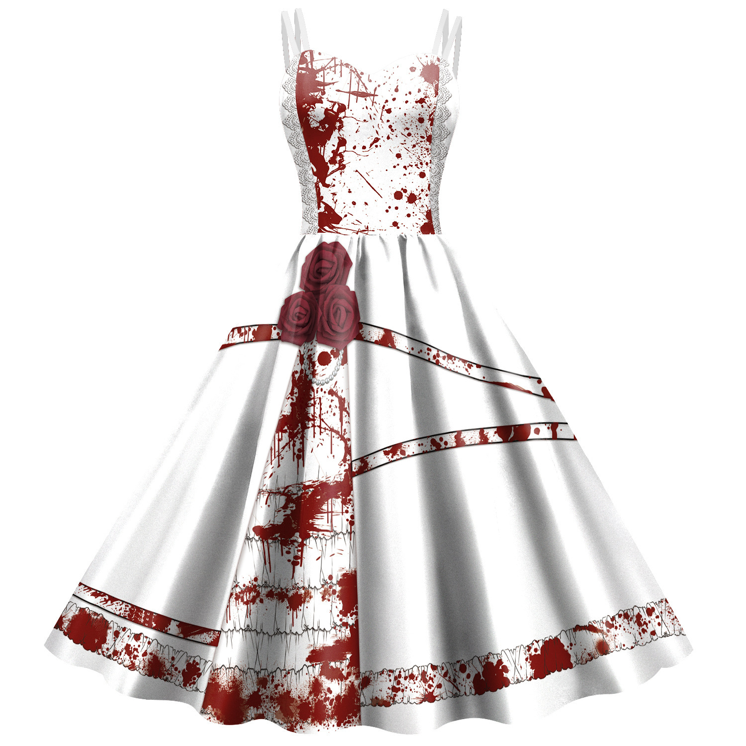 (175cm) Halloween Erwachsenen Kostüm Blutiges Kleid Verkleidung für Motto Partys / Fasnacht - Weiss