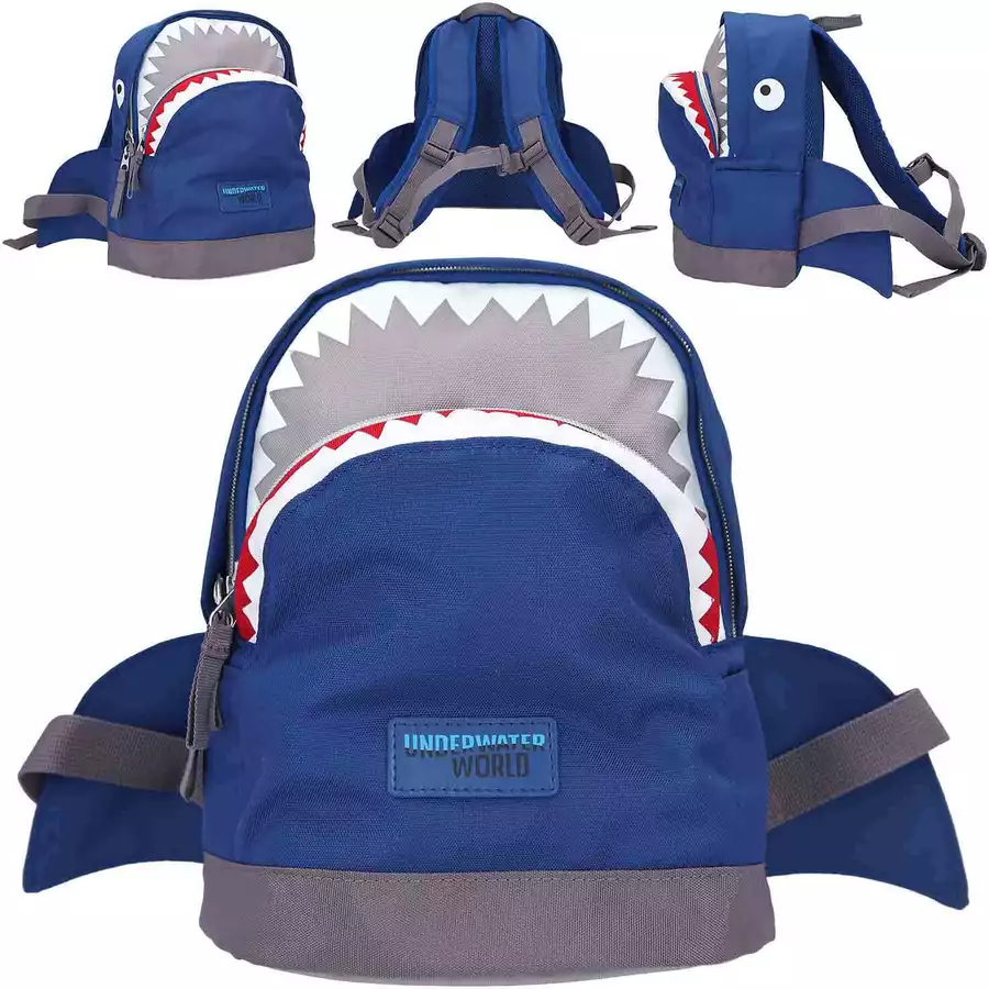 Depesche Rucksack Hai Underwater Dino World 27 x 22 cm dunkelblau