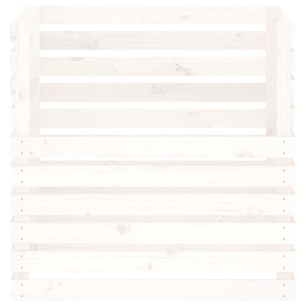 Composteur blanc 80x80x78 cm bois massif de pin