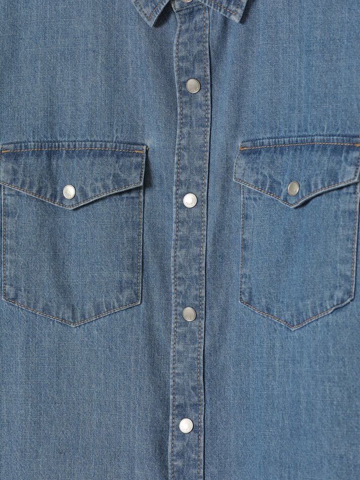 Camisa jeans de manga comprida - Índigo