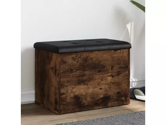 Banc de rangement chêne fumé 62x42x45 cm bois d'ingénierie