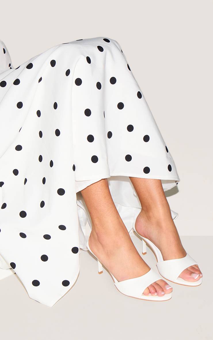 Blanc Mules À Bout Rond En Synthétiquecuir Coupe Large À Talons Moyens
