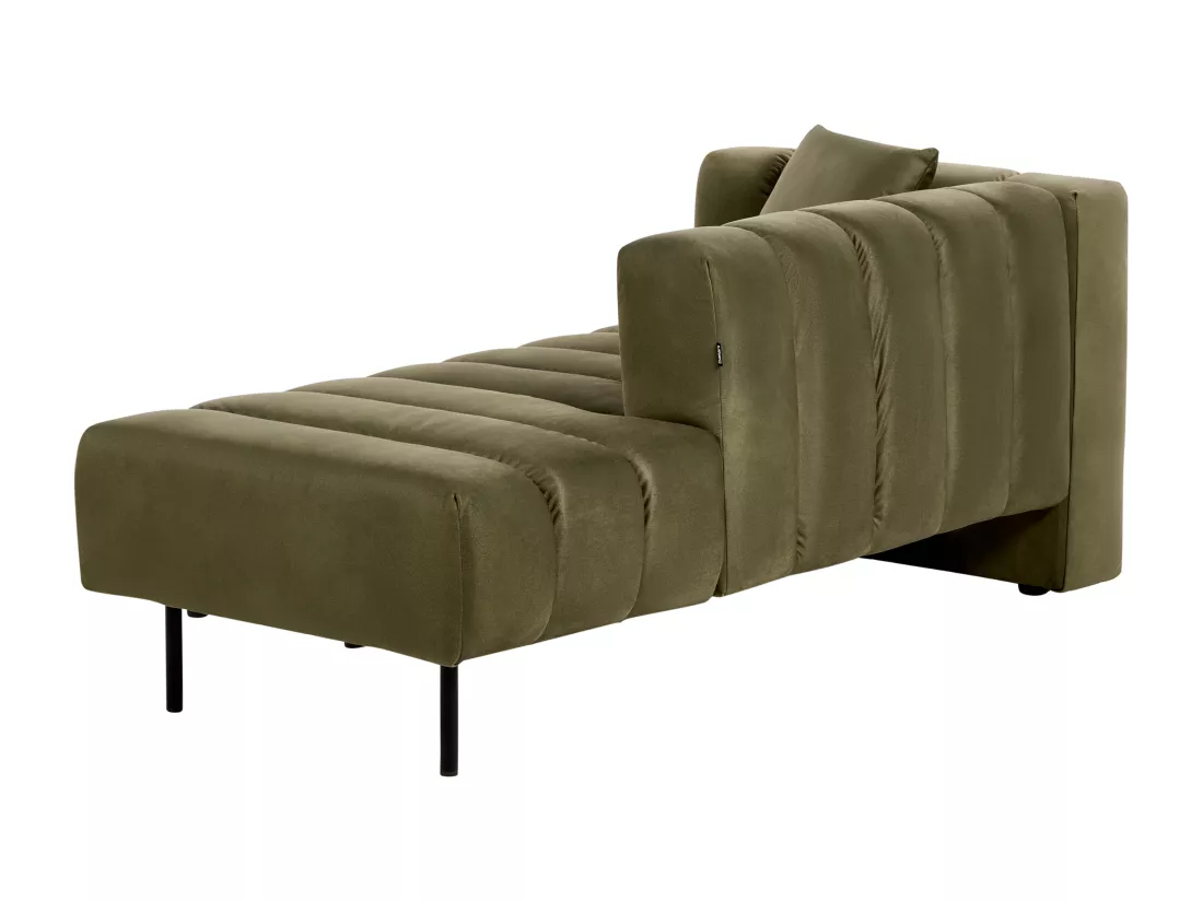 Chaise longue côté droite en velours vert olive LANNILS