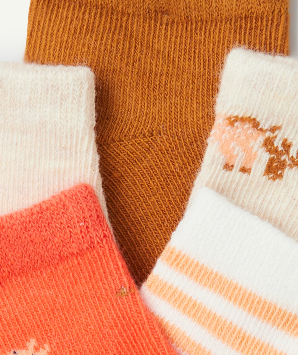 lot de 5 paires de socquettes bébé garçon marron écru et orange