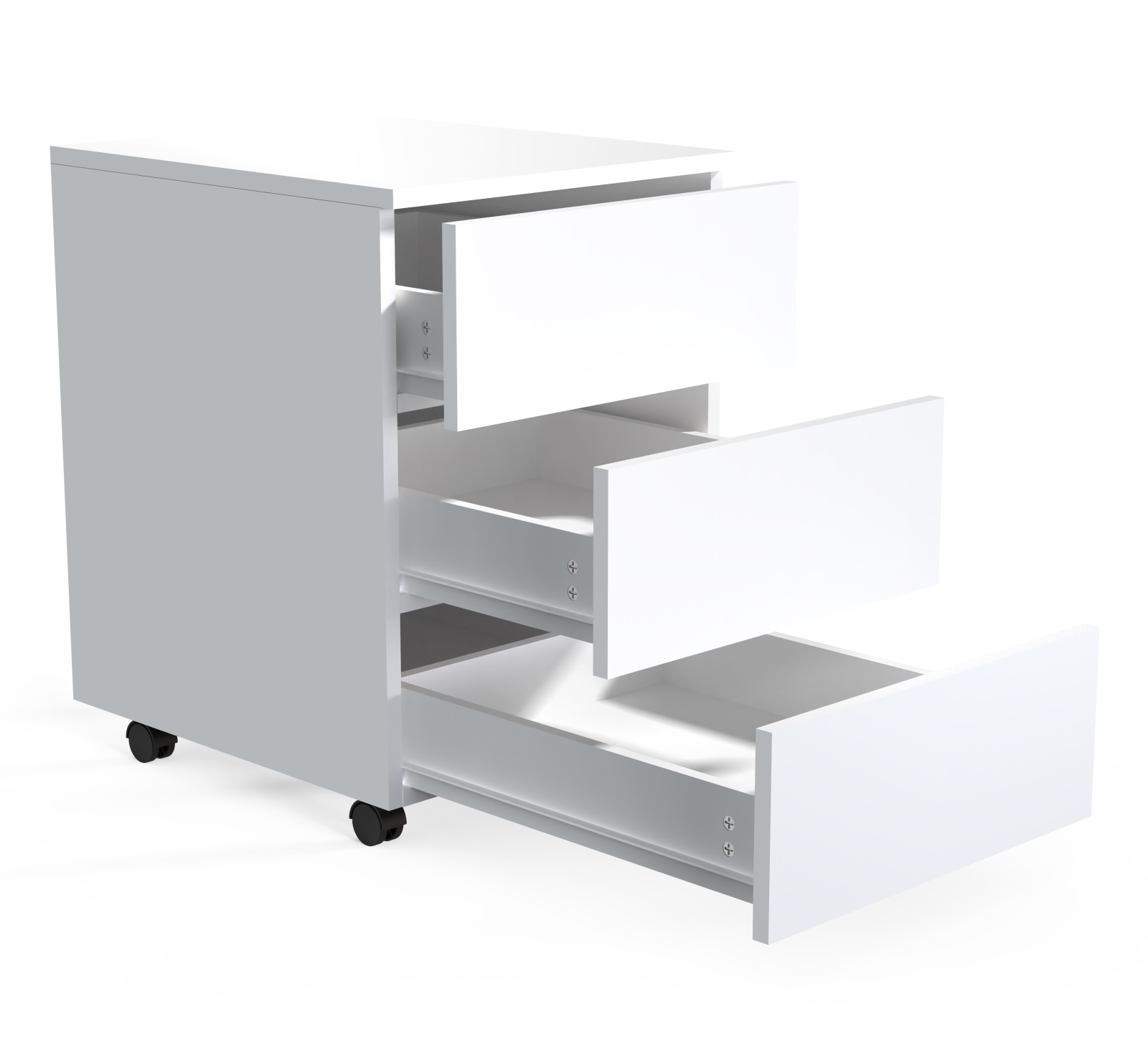 Rollcontainer DALOSA - weiß - 3 Schubladen - 39x45 cm