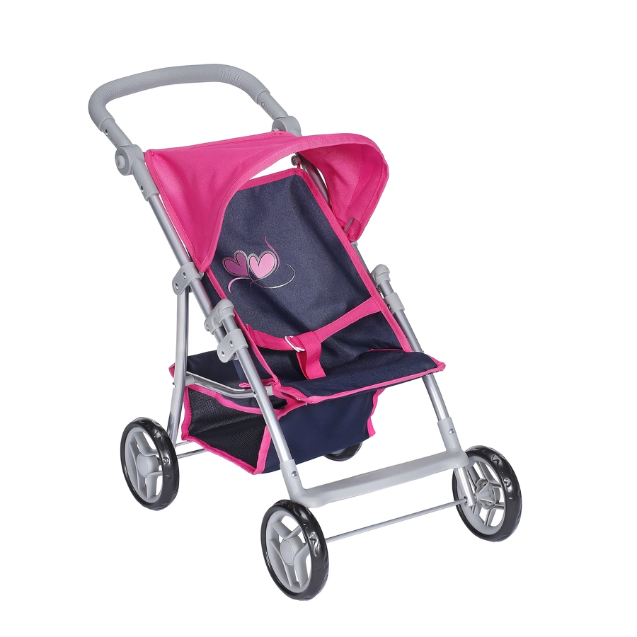 knorr toys® Puppenbuggy Liba - flying hearts blue pink blau