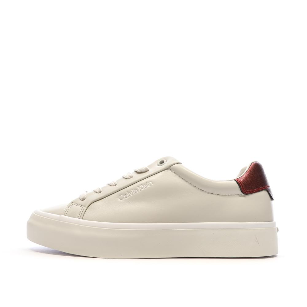 Calvin Klein Jeans Baskets Blanches/Bordeaux Femme Calvin Klein Jeans Vulc