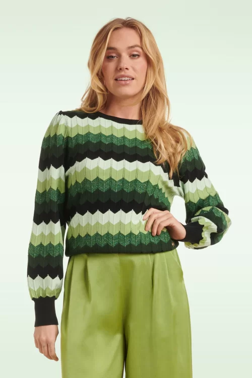Smashed Lemon Katie gebreide trui in groen en zwart