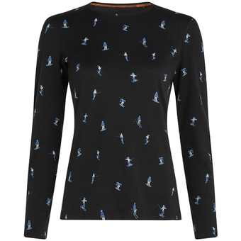 Icebreaker Merino 200 Oasis Crewe Funktionsshirt Lang Black / AOP Damen