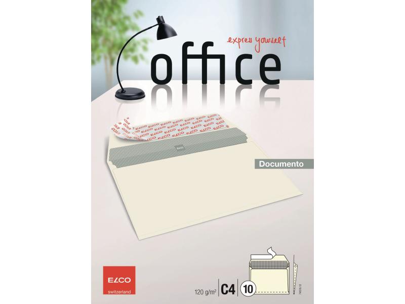 ELCO Couvert Office Documento C4 ohne Fenster, 10 Stück Briefumschlag mit Seitenfalz