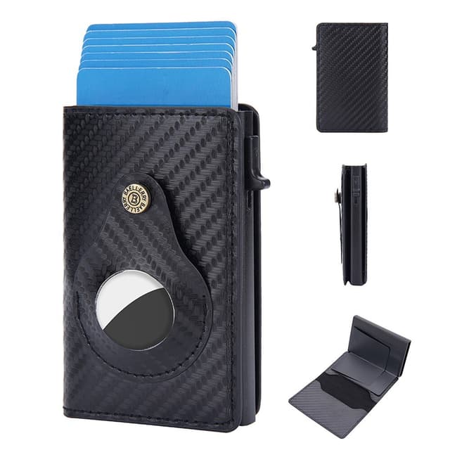 BAELLERY Carbon Fiber PU læderpung AirTag