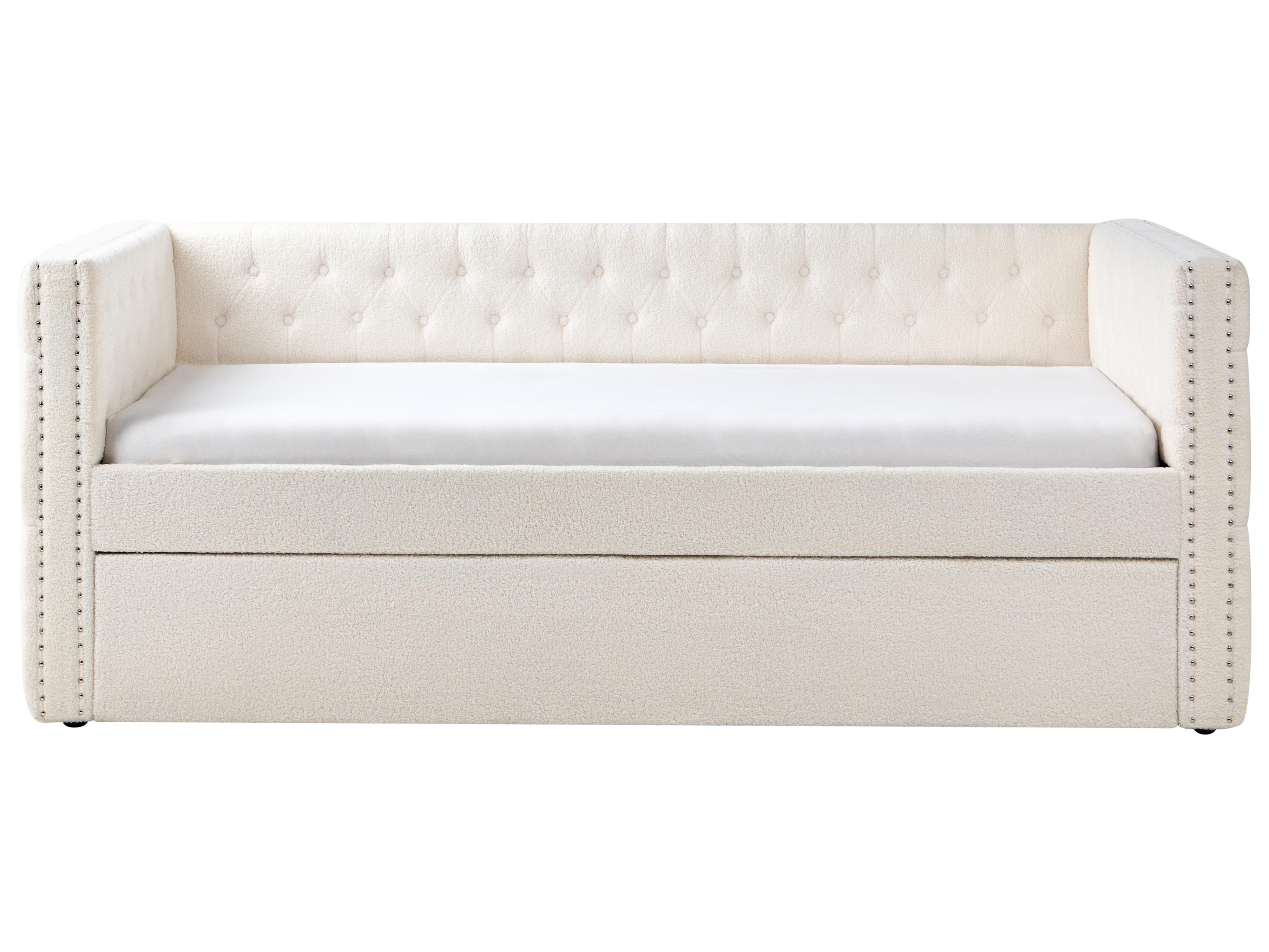 Onderschuifbed Bouclé GASSIN 90 x 200 cm Gebroken wit