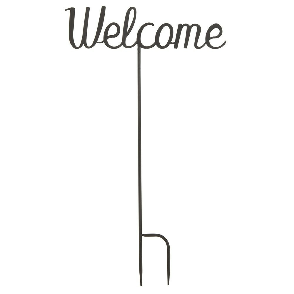 Ornement de jardin welcome en métal coloris noir