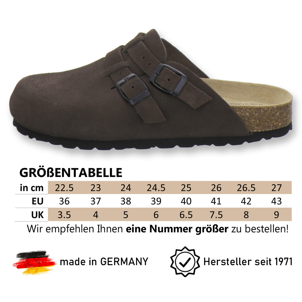 modischer Clogs Damen Leder espresso Velour