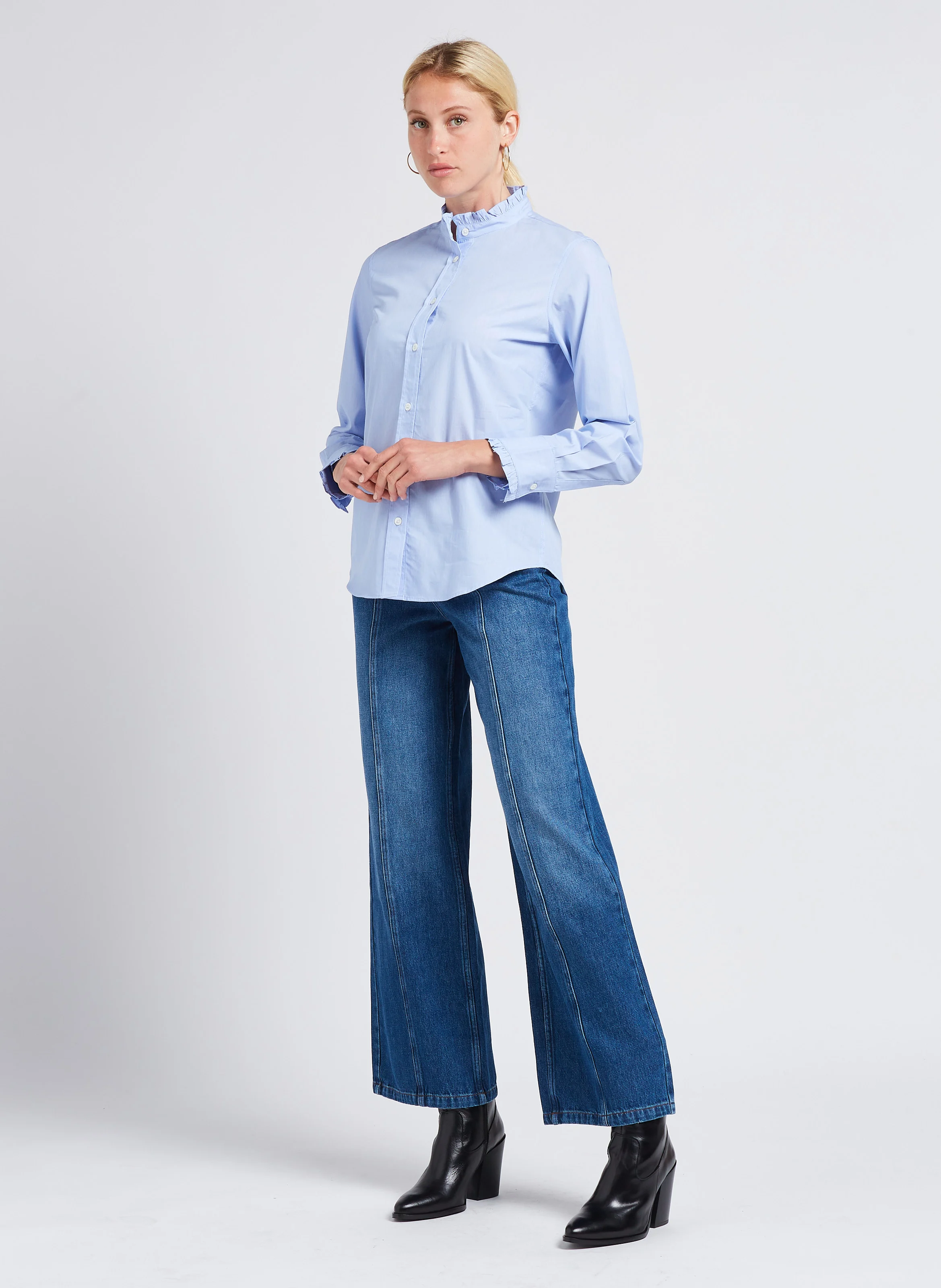 ORIANE - Jean large taille haute | Bleu