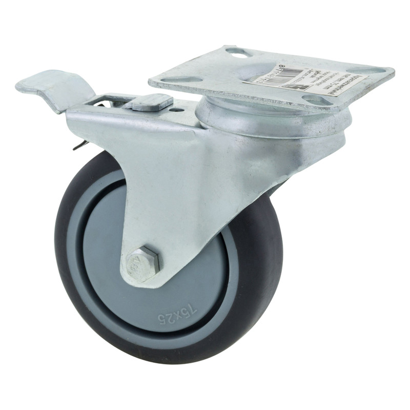 Apparaatzwenkwiel kogellager met rem 75mm 60kg