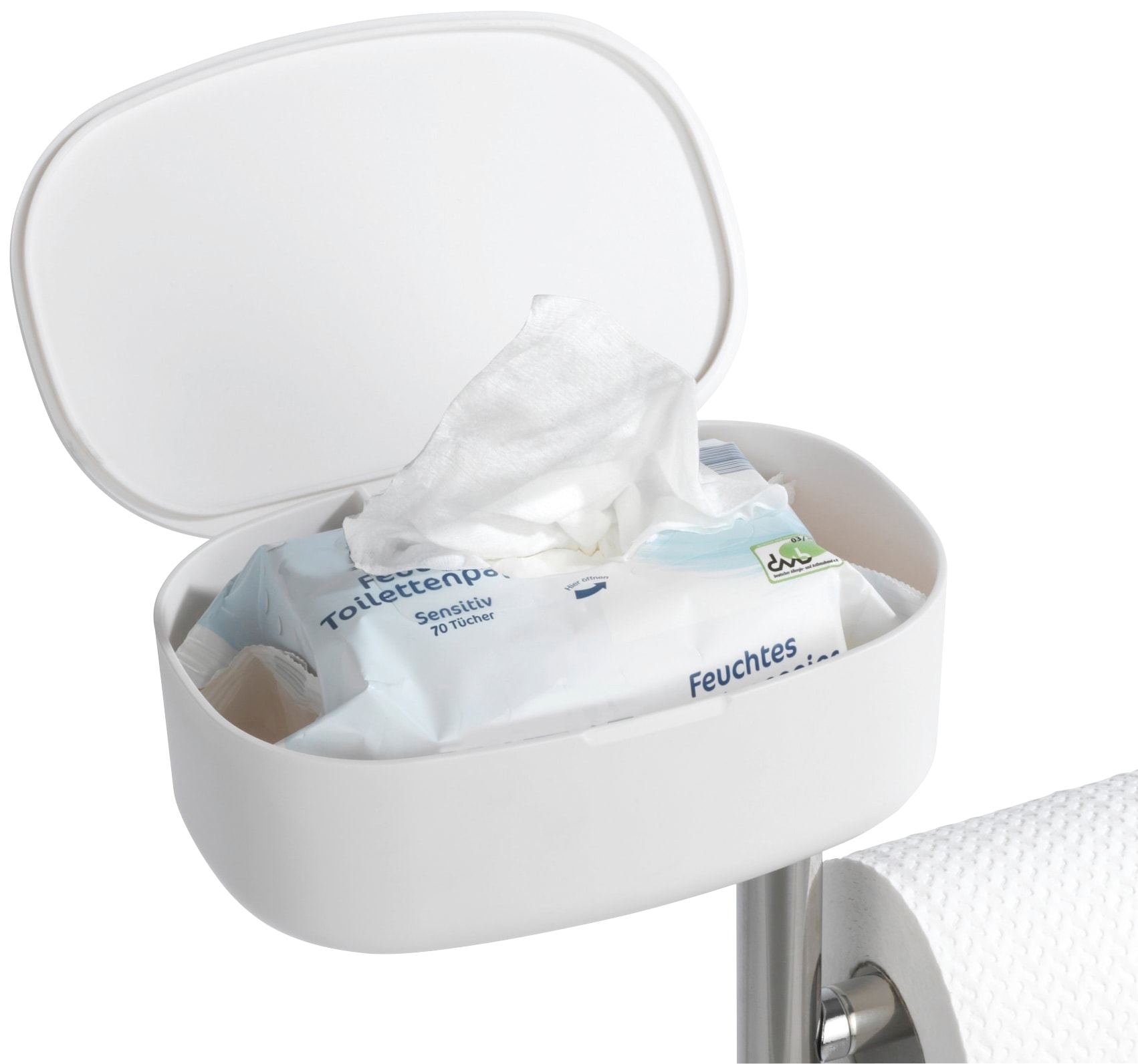 WENKO WC-Garnitur »Rivazza« 1 Stk. aus Edelstahl | Kunststoff integrierter Toilettenpapierhalter und Box