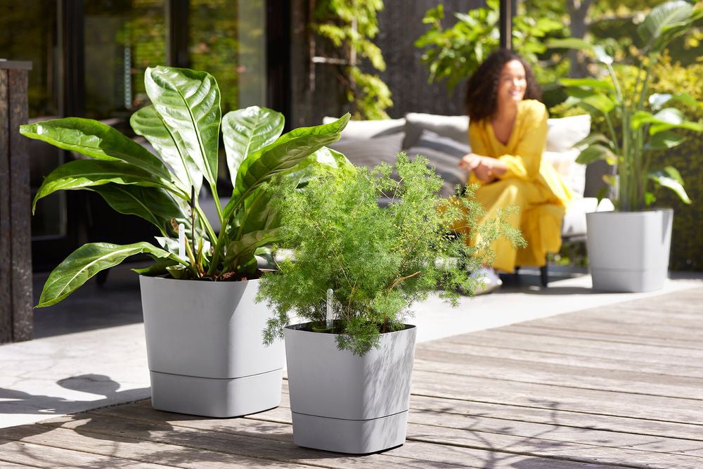Elho bloempot Greensense Aqua Care grijs 38 x 38 x 38,9 cm