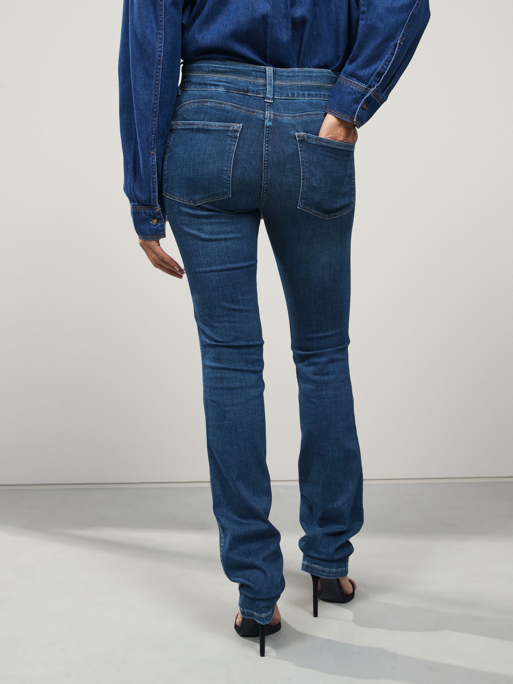 Middenblauw denim - Lift, slim en shape jeans met bootcut