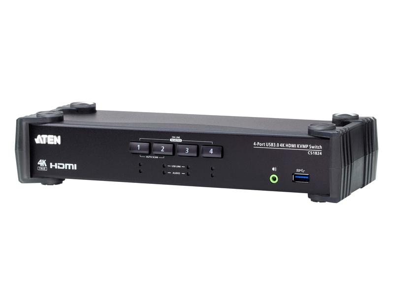 Aten KVM Switch CS1824 4-Port USB 3.0 4K HDMI 4-Port USB 3.0 4K HDMI KVMP Switch mit Audio Mixer Modus