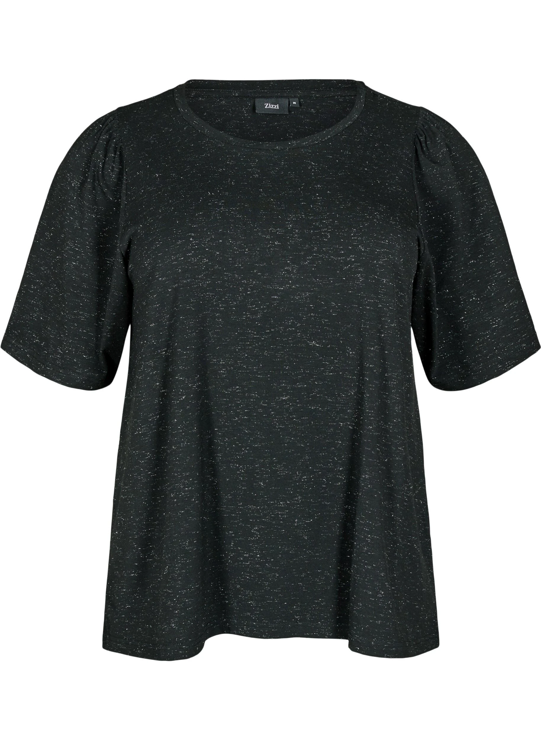 T-shirt med glitter og korte pufærmer