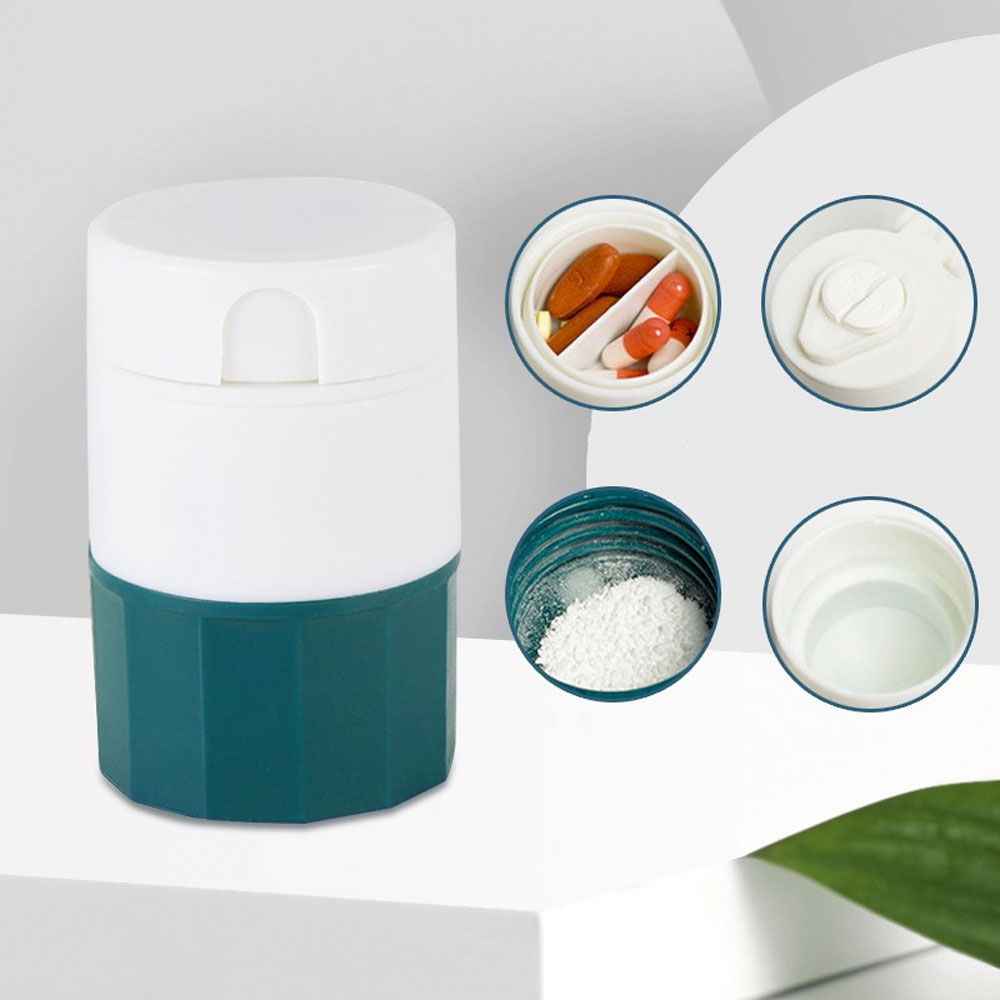 (65x40mm) Tabletten Teiler Mini Medikamenten Schneider mit Aufbewahrungsfach - Weiss