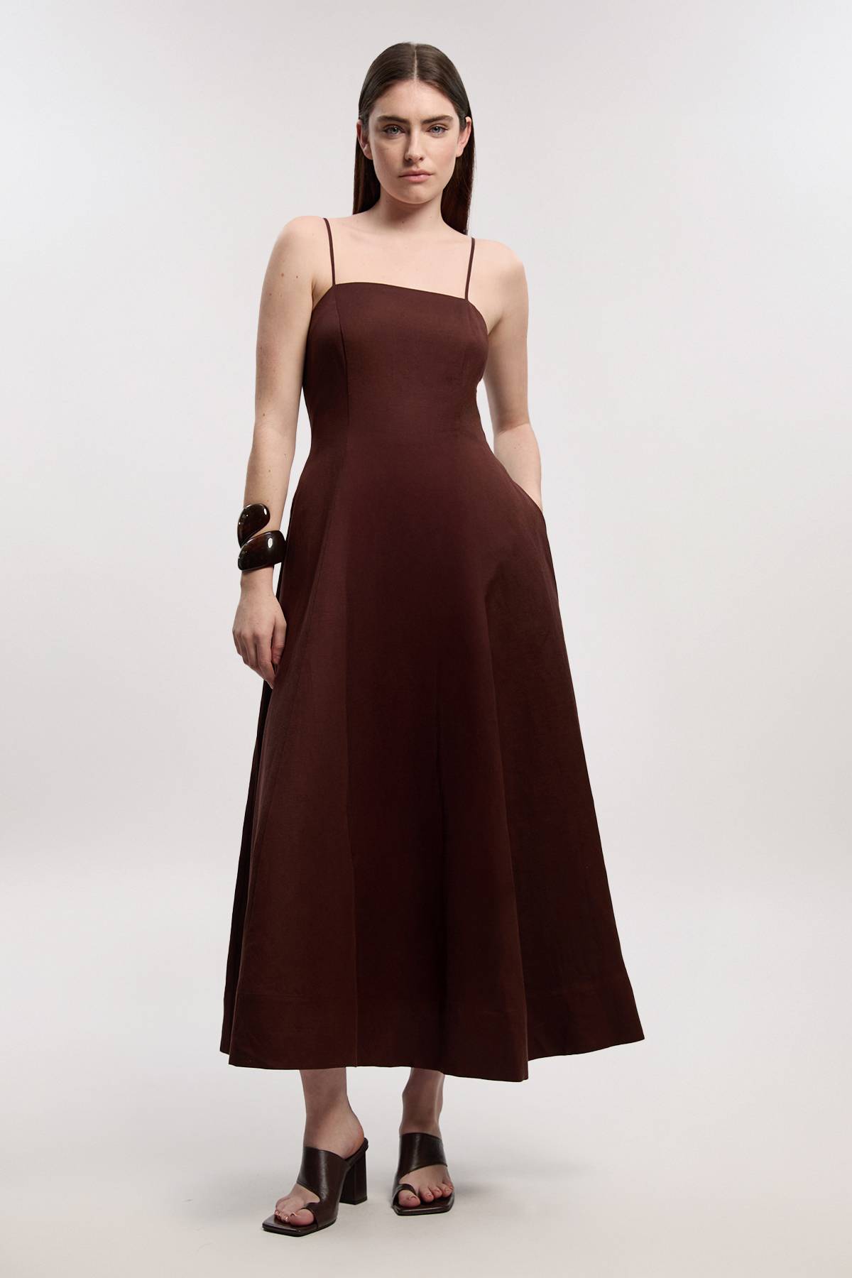 KarenMillen Petite Linen Woven Maxi Prom Dress