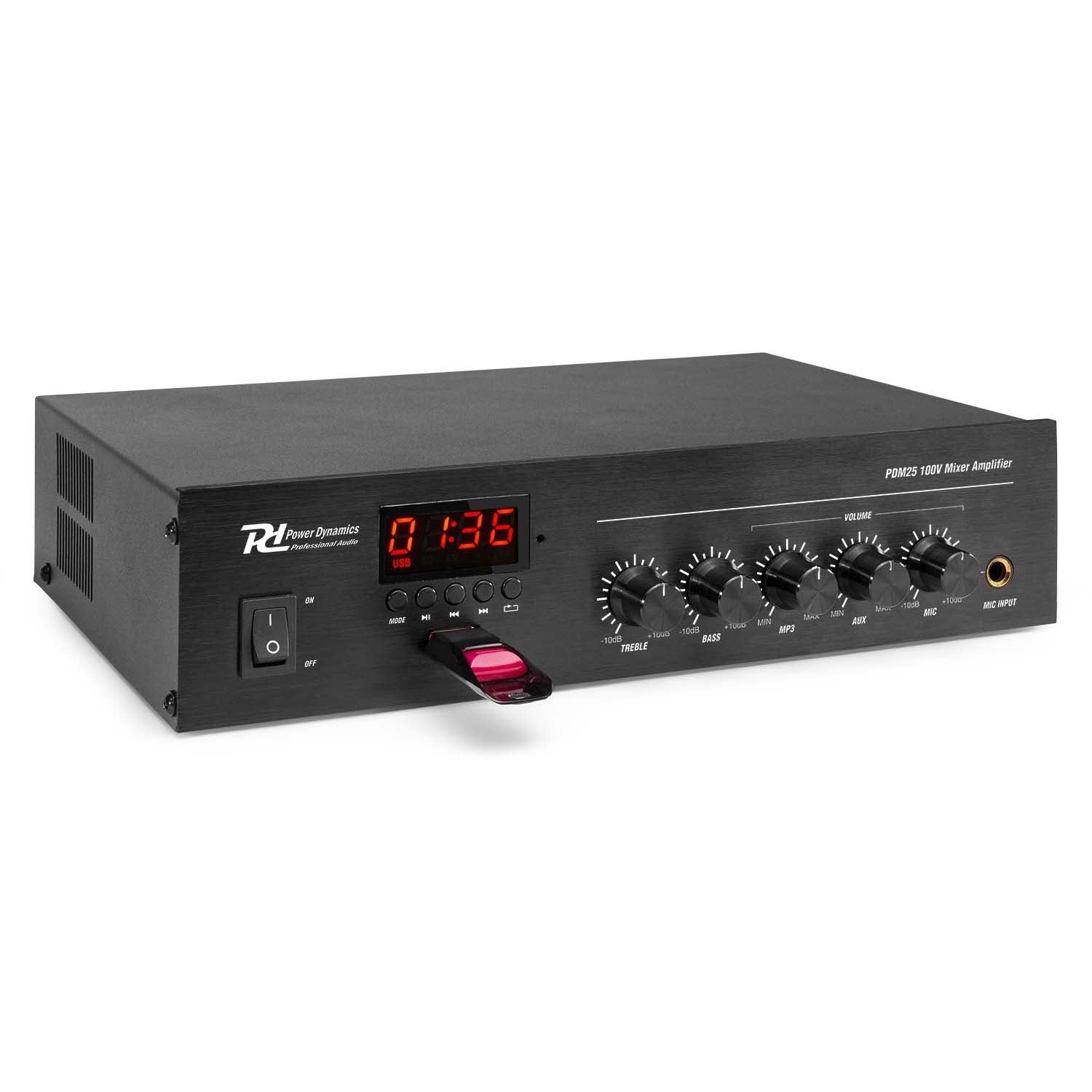 Power Dynamics PDM25 100V & 4/8/16 Ohm mono-versterker - 25 Watt