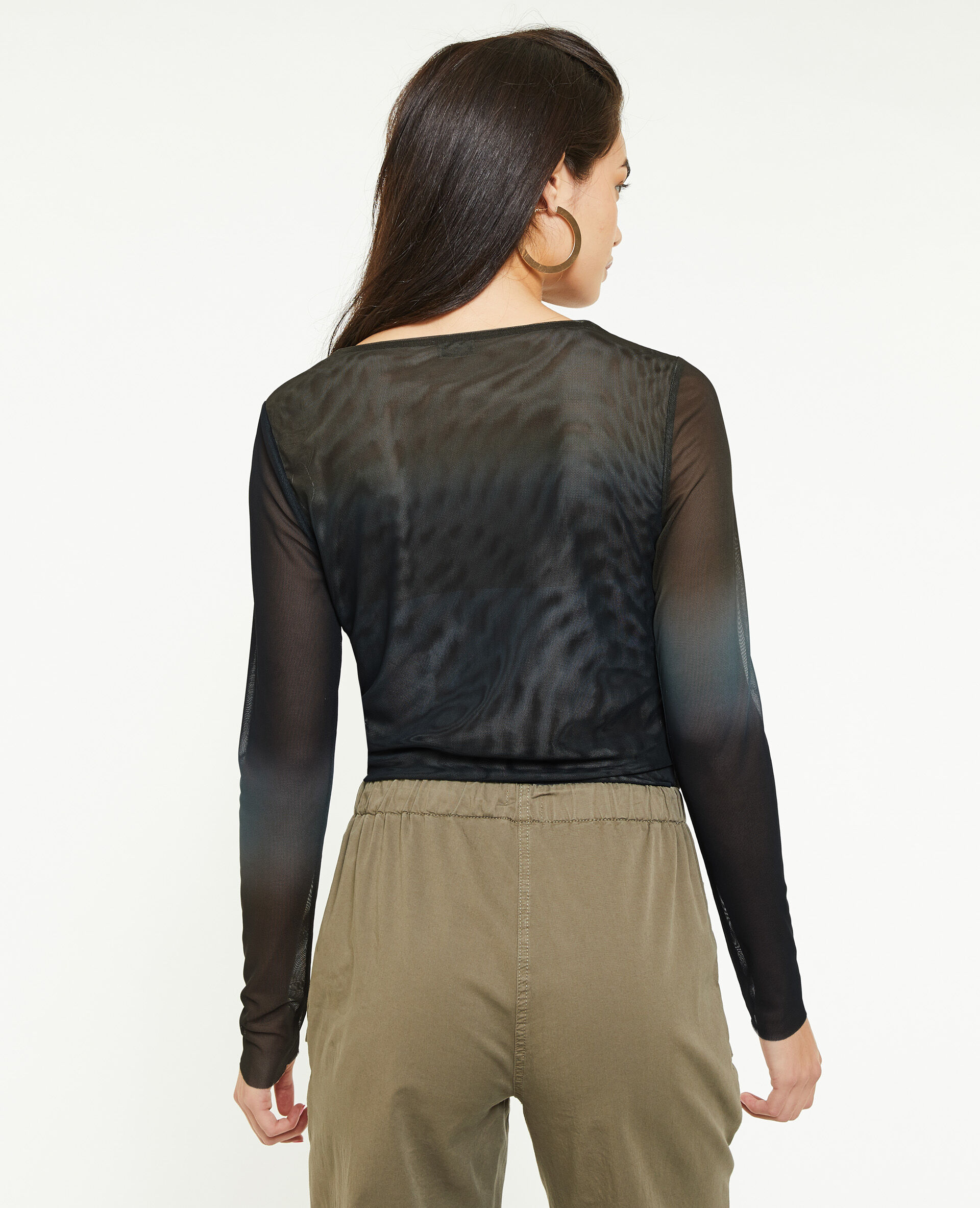 Top en micro-mesh avec fronces - Bleu