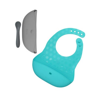 bblüv Smekketallerkener & Skje, Aqua/Grey