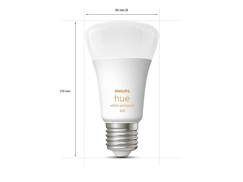 Philips Hue Leuchtmittel White Ambiance E27 Viererpack 4 x Per Bluetooth steuerbares Hue E27-Leuchtmittel