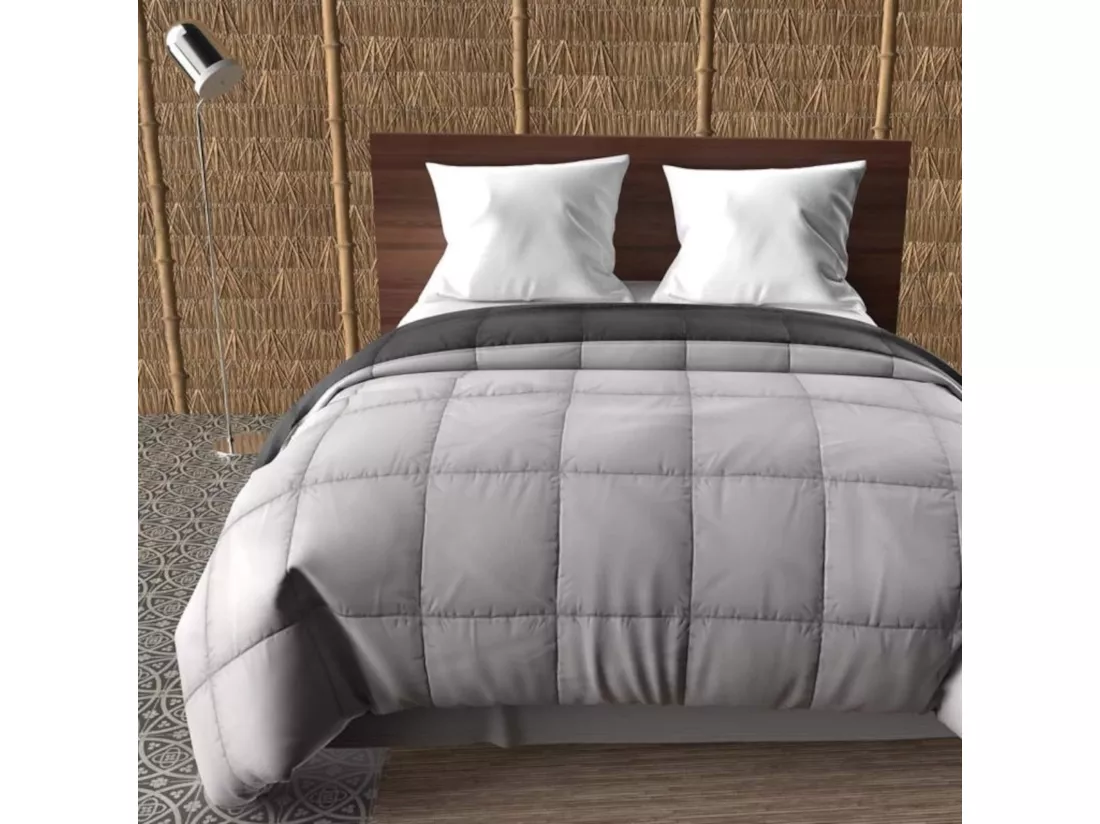 Couette bicolore gris et anthracite mi-saison 350g 140x200 cm