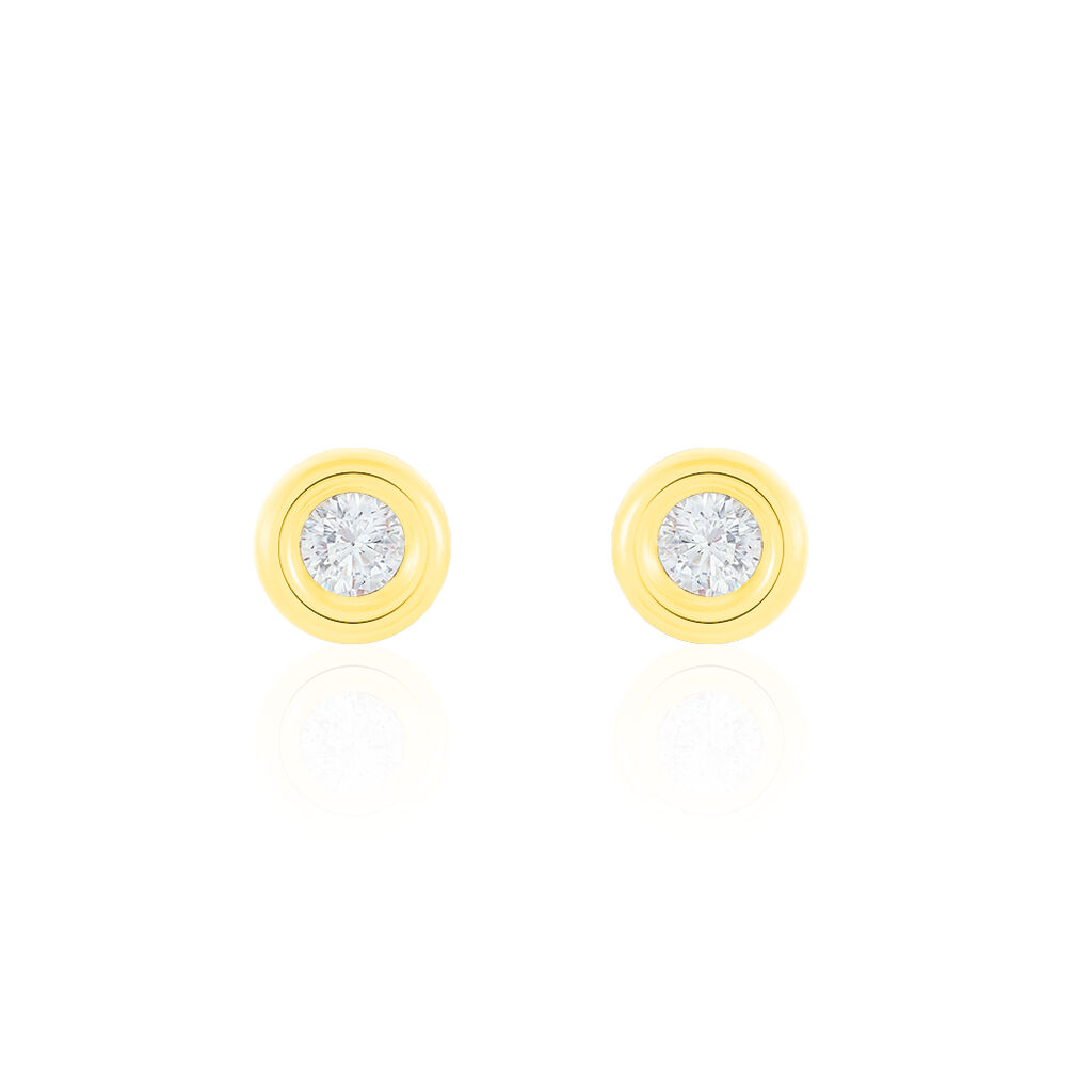 Boucles D'oreilles Puces Eden Serti Pneu Or Jaune Oxyde De Zirconium