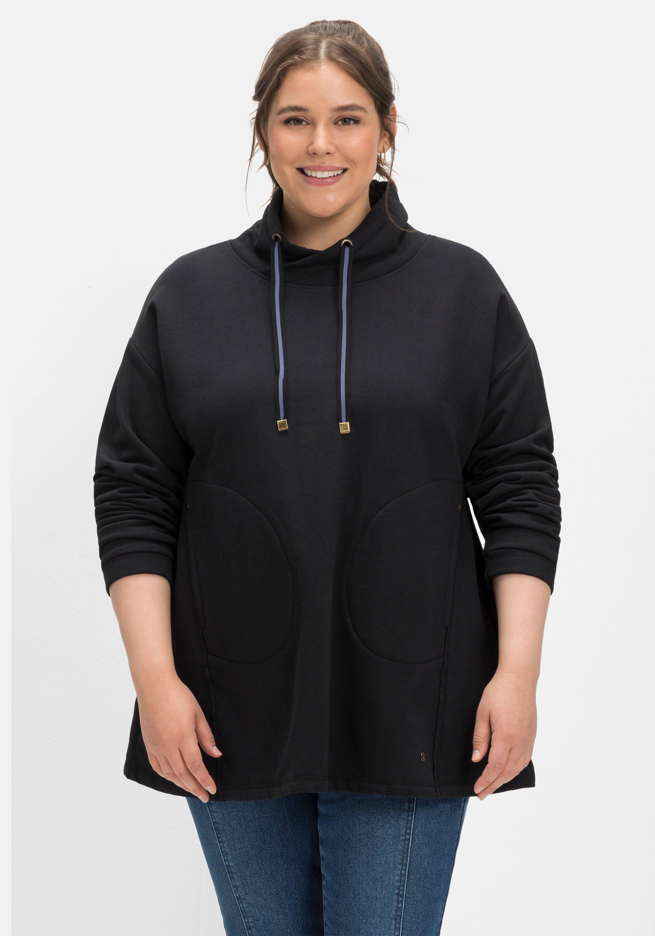 Sweatshirt in A-Linie, mit Taschen und Kragen