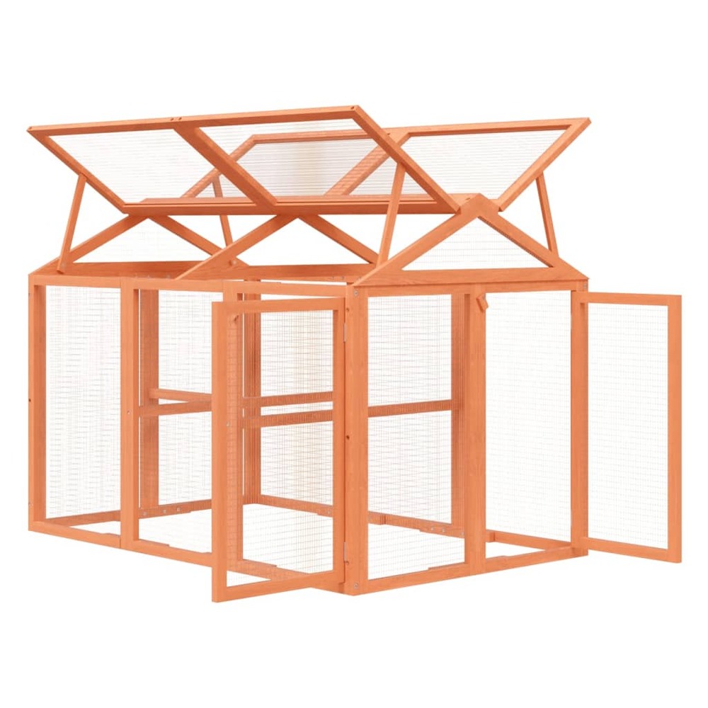 Enclos animaux marron 141x94x104 cm bois massif de pin