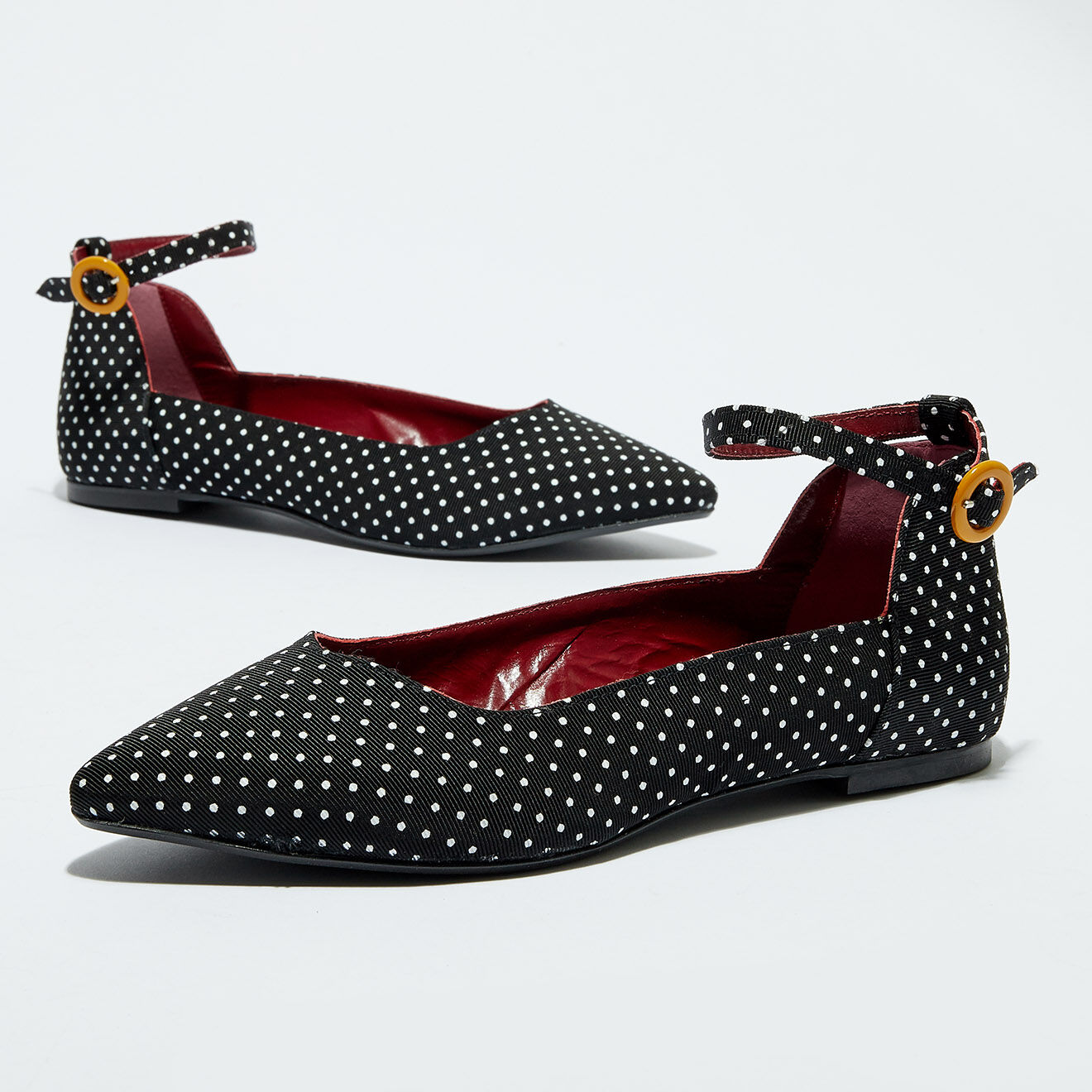 Sambapah Ballerines en Tissu Léa à pois noir/blanc