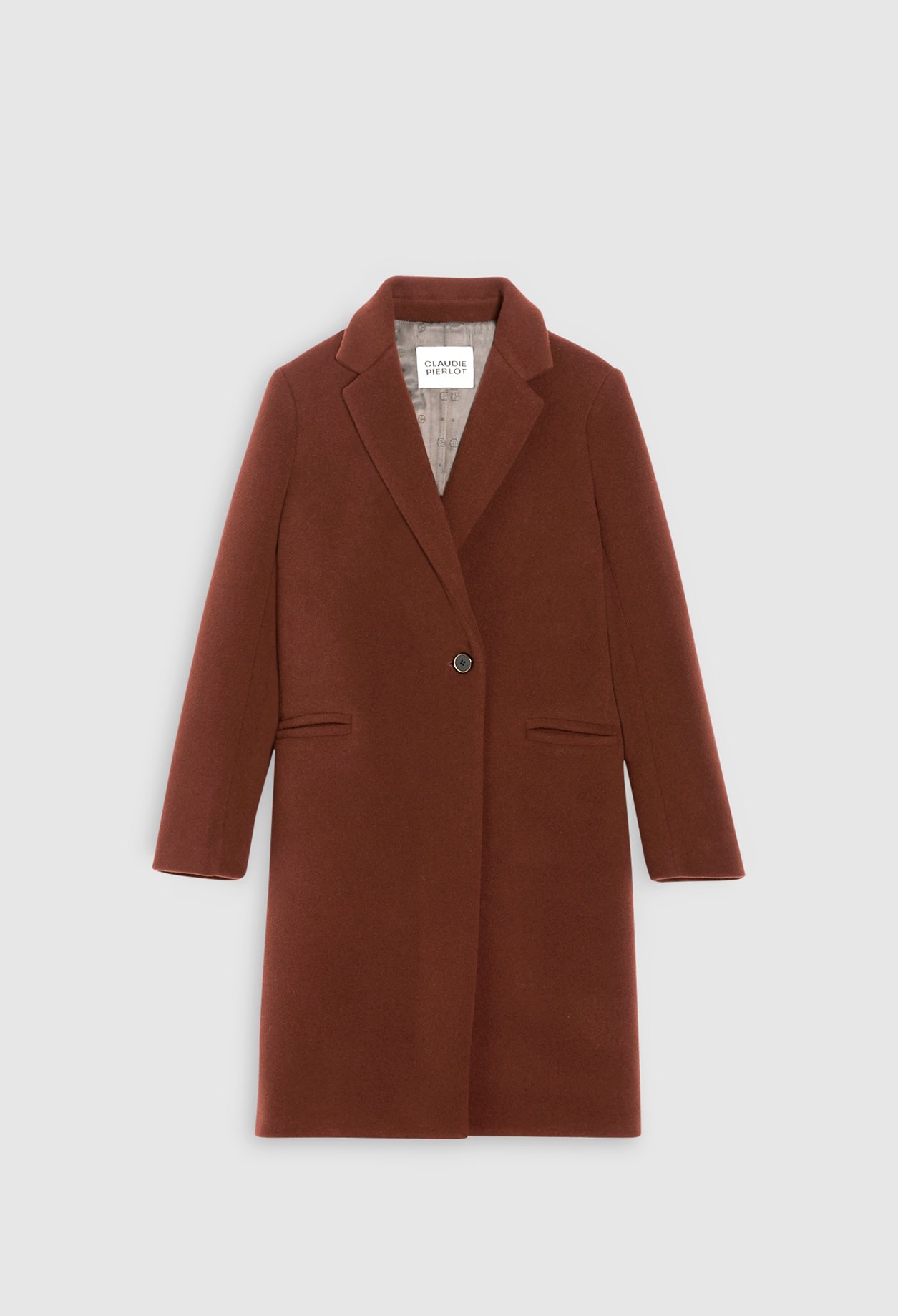 Manteau marron mi-long laine melangee